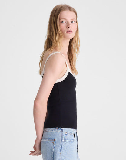 The '90s Cami in Compact Cotton Colorblock Black Ivory | Madewell