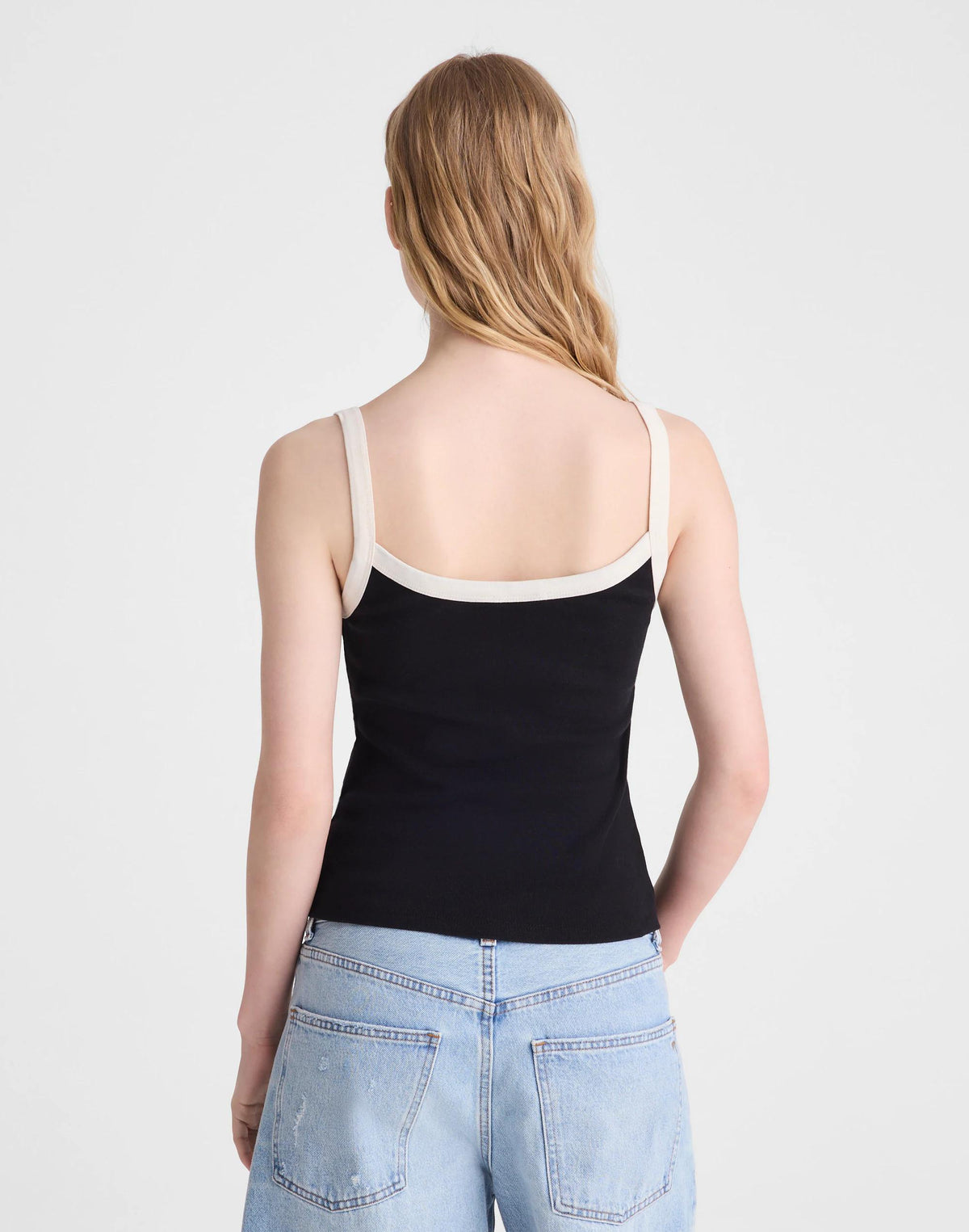 The '90s Cami in Compact Cotton Colorblock Black Ivory | Madewell