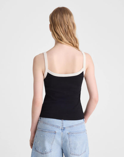 The '90s Cami in Compact Cotton Colorblock Black Ivory | Madewell