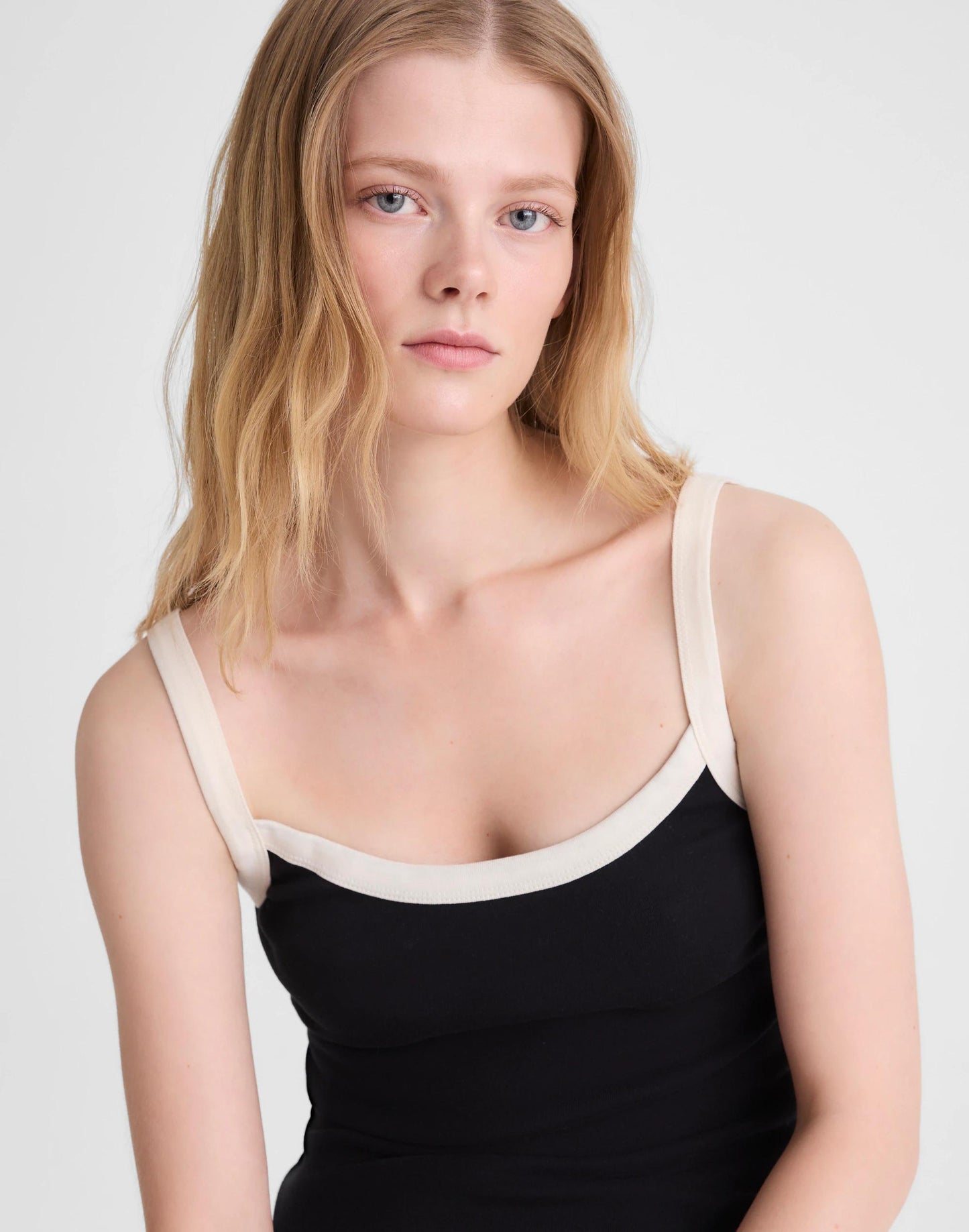 The '90s Cami in Compact Cotton Colorblock Black Ivory | Madewell