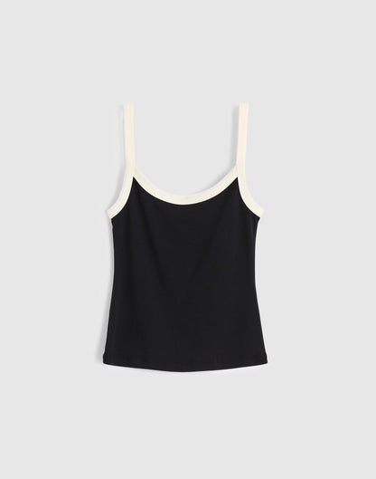 The '90s Cami in Compact Cotton Colorblock Black Ivory | Madewell