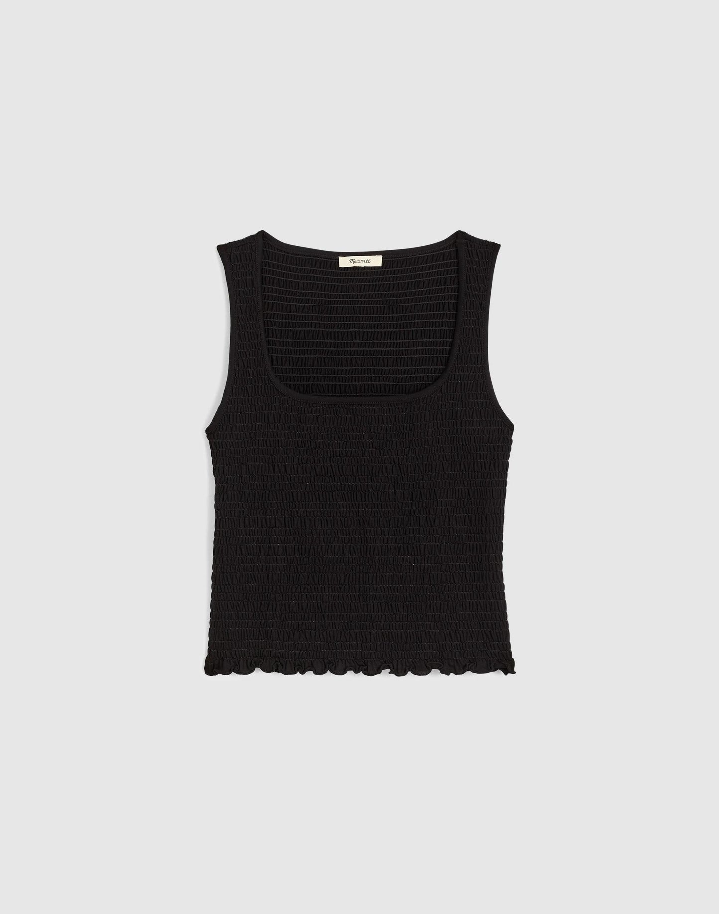 Smocked Scoopneck Tank Jet Black | Madewell