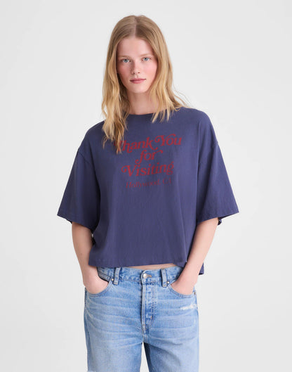 The Boxy Crop Tee in Allday Jersey Petrol Navy | Madewell