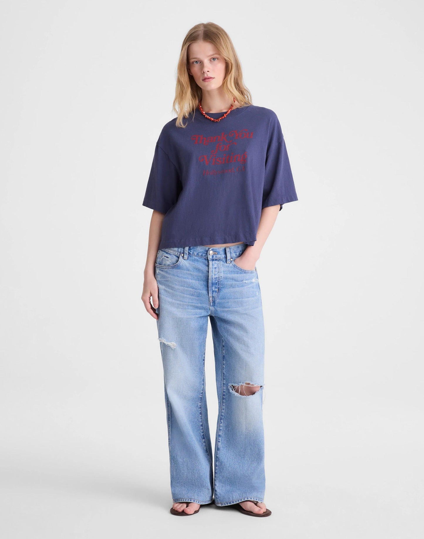 The Boxy Crop Tee in Allday Jersey Petrol Navy | Madewell