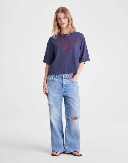 The Boxy Crop Tee in Allday Jersey Petrol Navy | Madewell