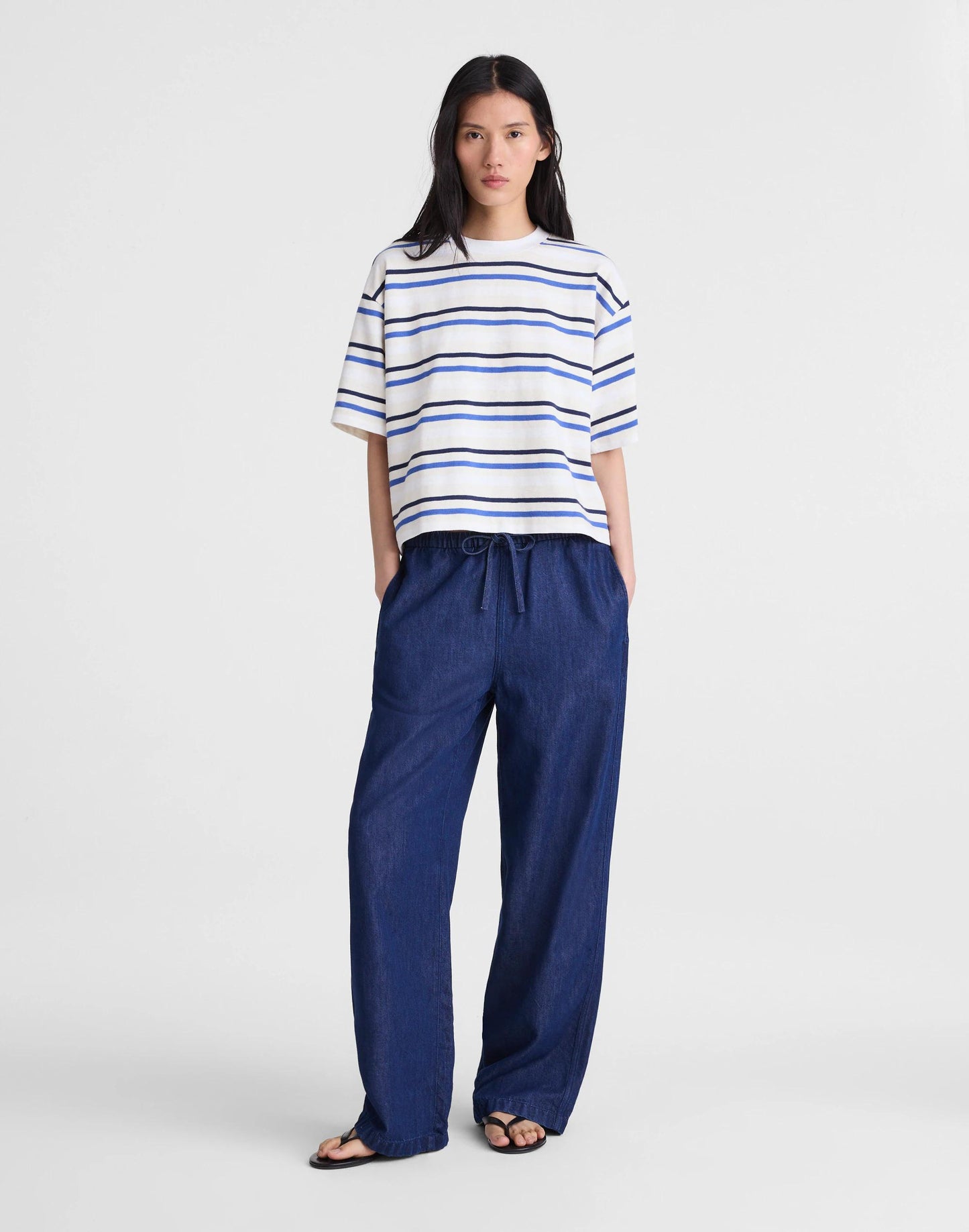 The Easy Crewneck Short-Sleeve Tee Variegated Slub Stripe | Madewell