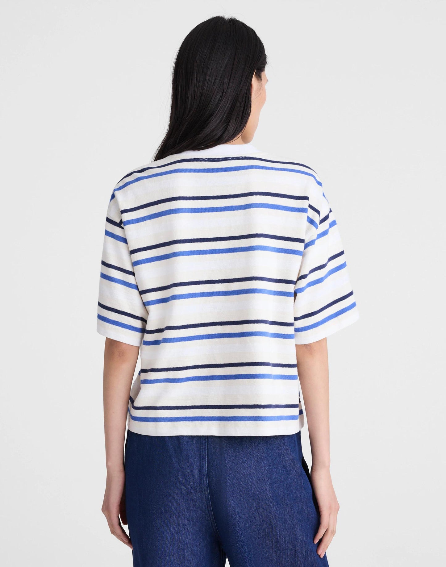 The Easy Crewneck Short-Sleeve Tee Variegated Slub Stripe | Madewell