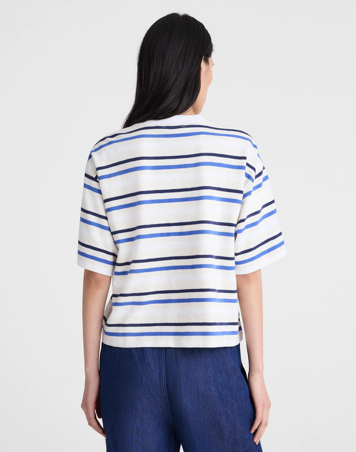 The Easy Crewneck Short-Sleeve Tee Variegated Slub Stripe | Madewell