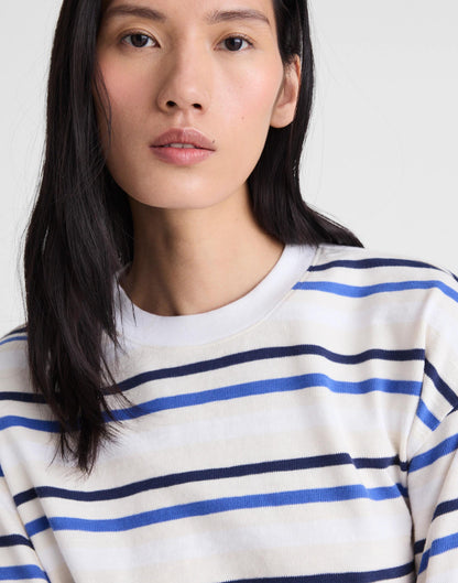 The Easy Crewneck Short-Sleeve Tee Variegated Slub Stripe | Madewell