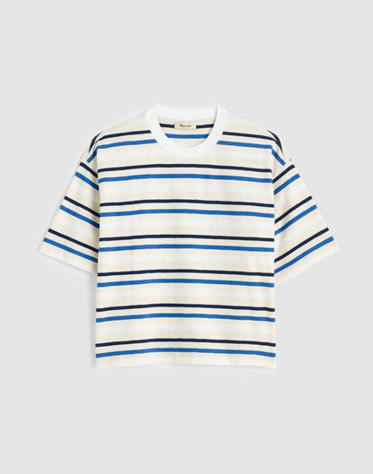The Easy Crewneck Short-Sleeve Tee Variegated Slub Stripe | Madewell