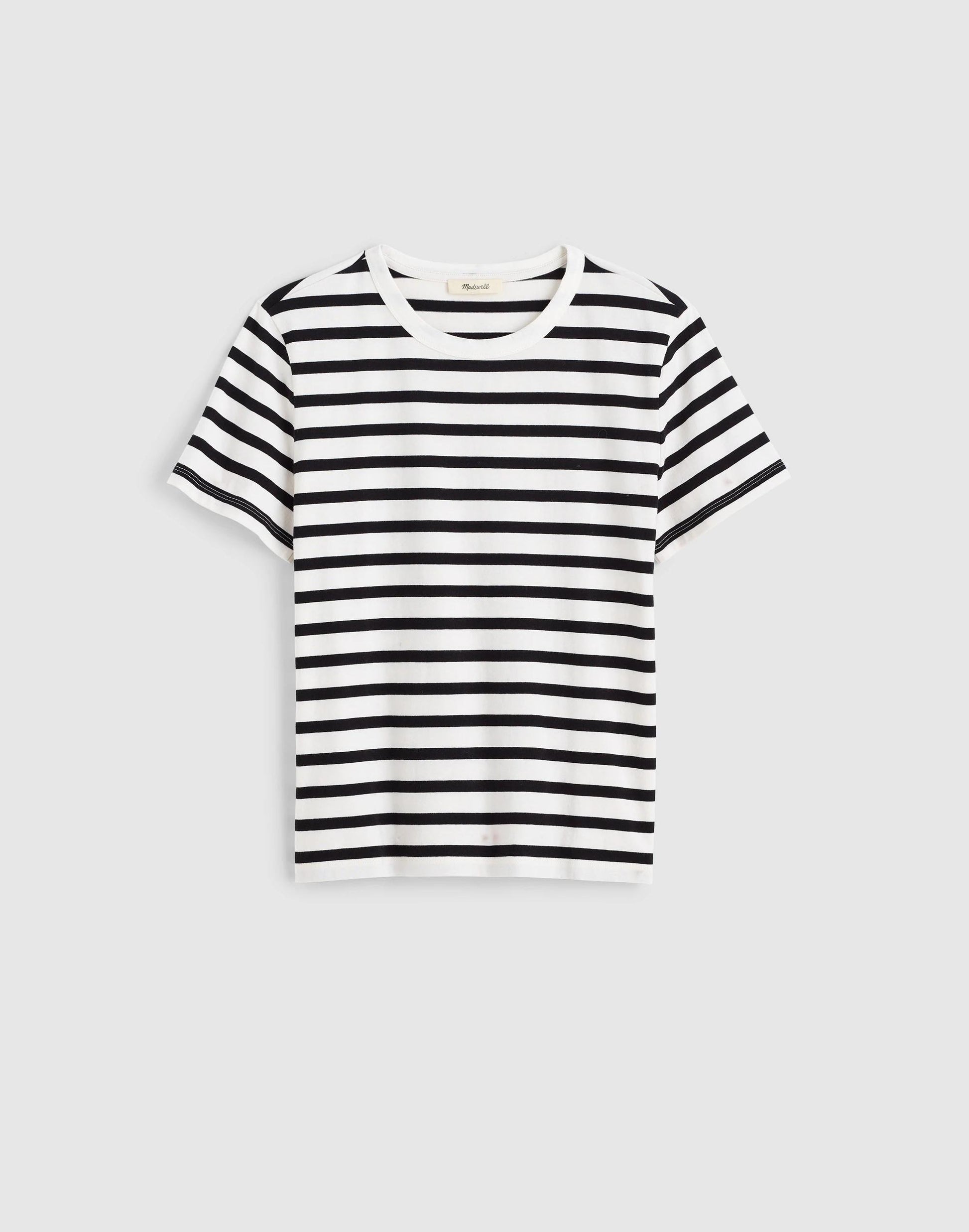 The Perfect Crewneck Tee in Allday Jersey Black To White Stripe | Madewell