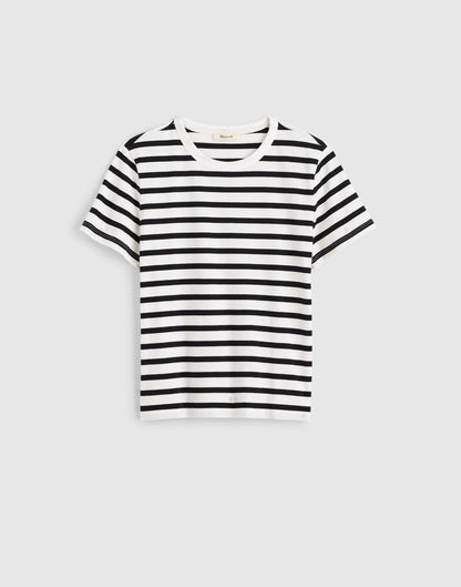 The Perfect Crewneck Tee in Allday Jersey Black To White Stripe | Madewell