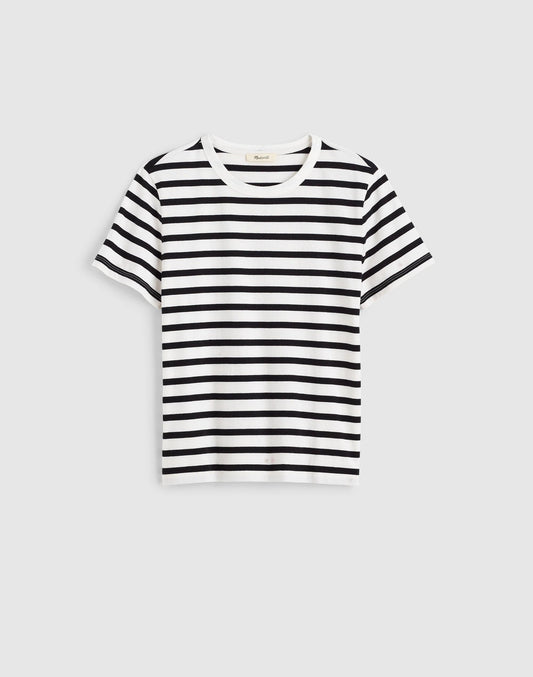 The Perfect Crewneck Tee in Allday Jersey Black To White Stripe | Madewell