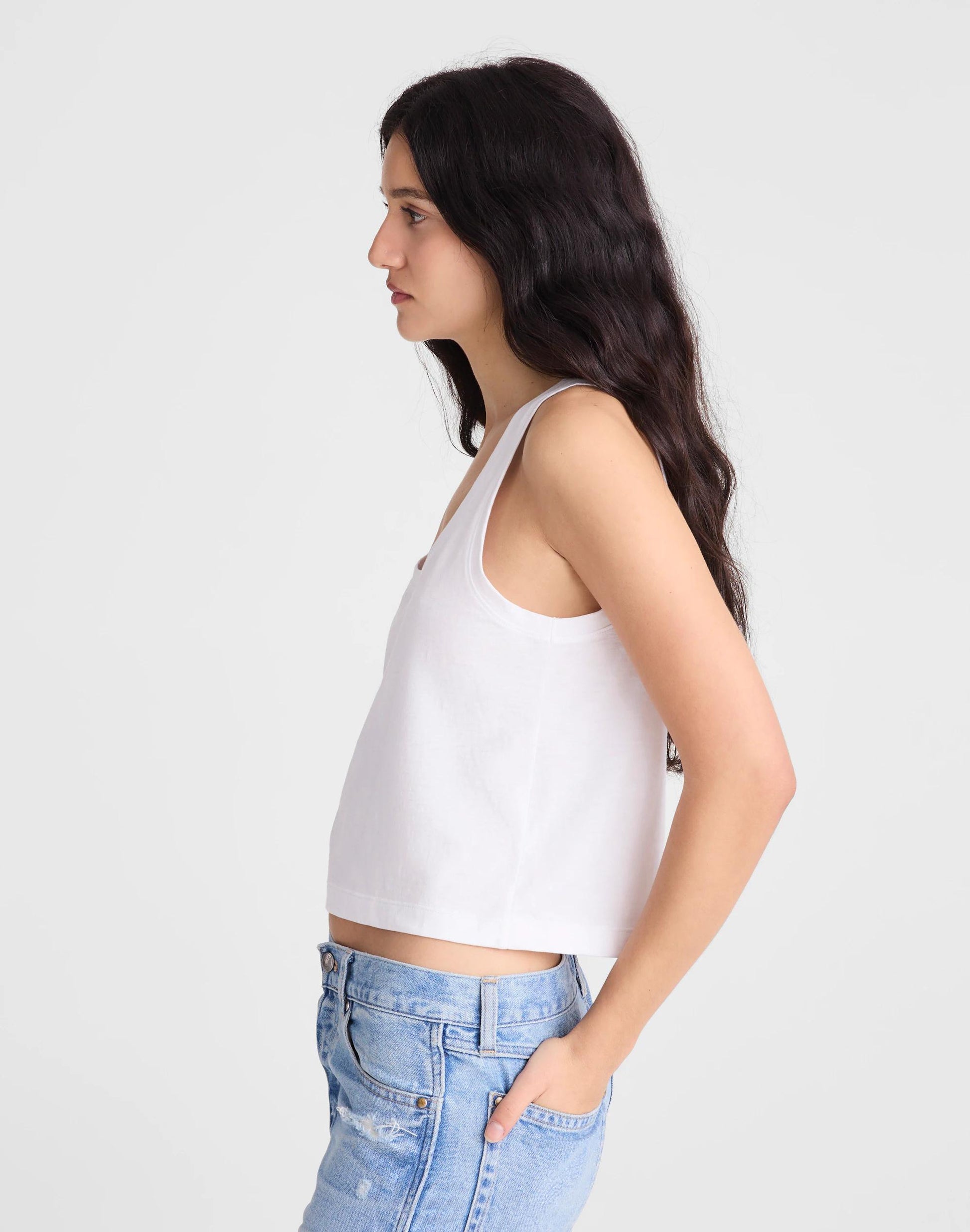 The Easy Crop Scoopneck Tank in Soft Slub White | Madewell