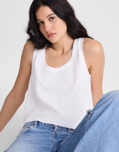 The Easy Crop Scoopneck Tank in Soft Slub White | Madewell