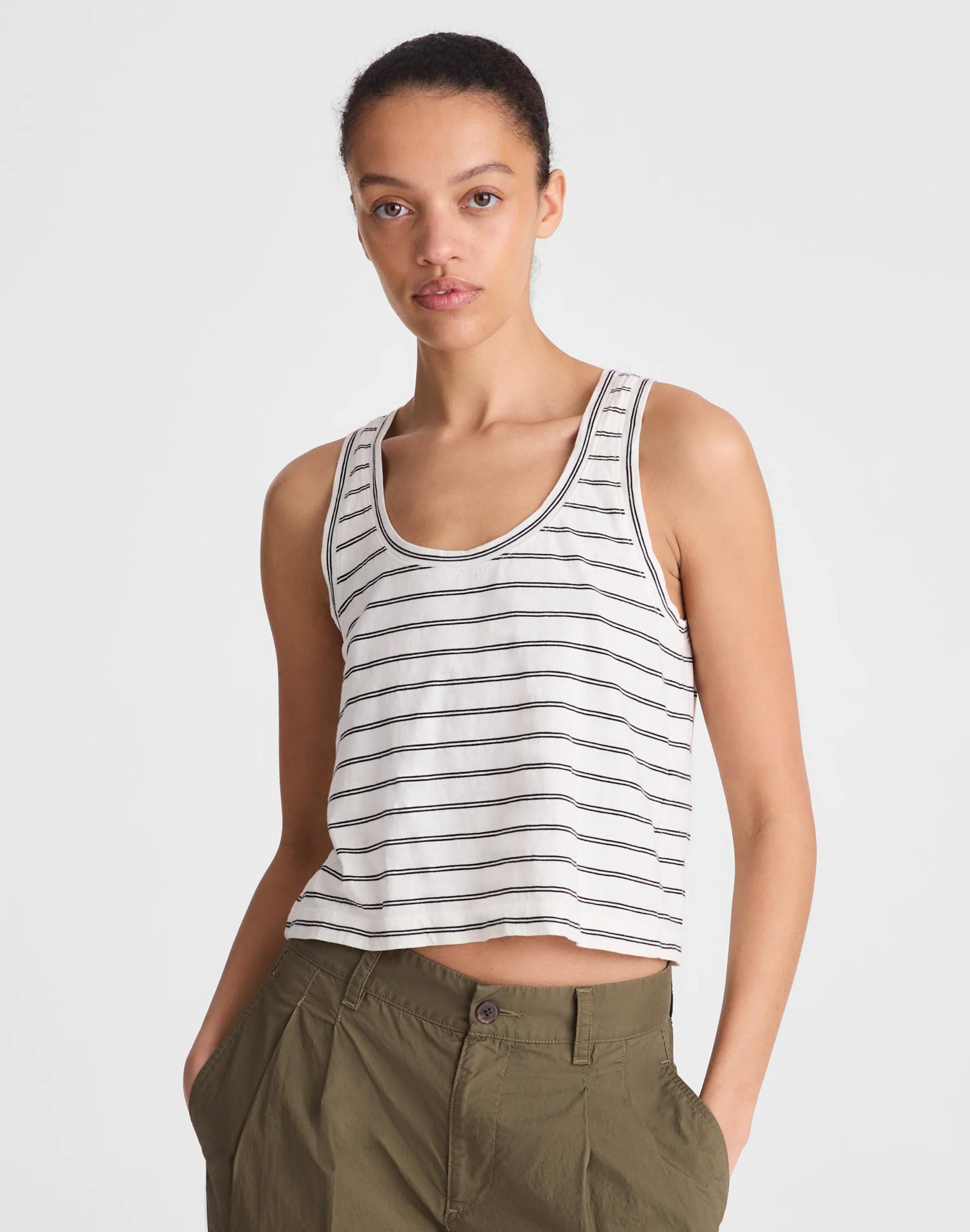 The Easy Crop Scoopneck Tank in Soft Slub Lighthouse | Madewell