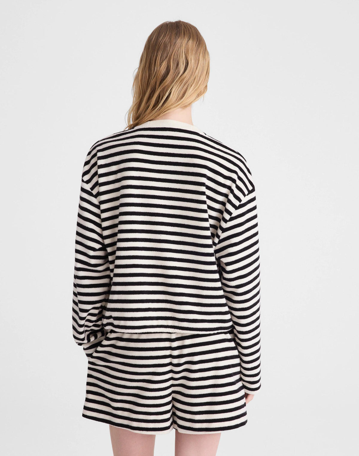 Tie-Waist Top in Terry Black Ivory | Madewell