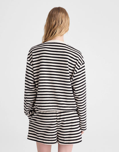 Tie-Waist Top in Terry Black Ivory | Madewell