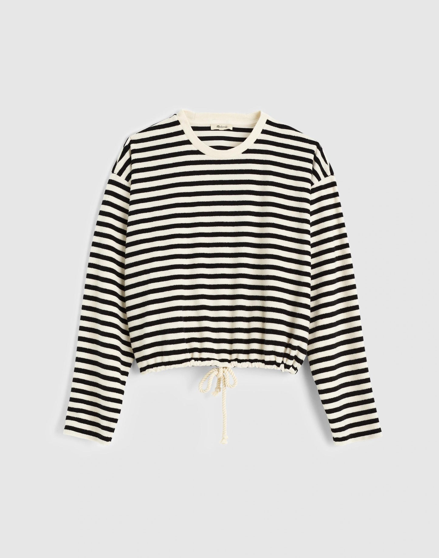 Tie-Waist Top in Terry Black Ivory | Madewell
