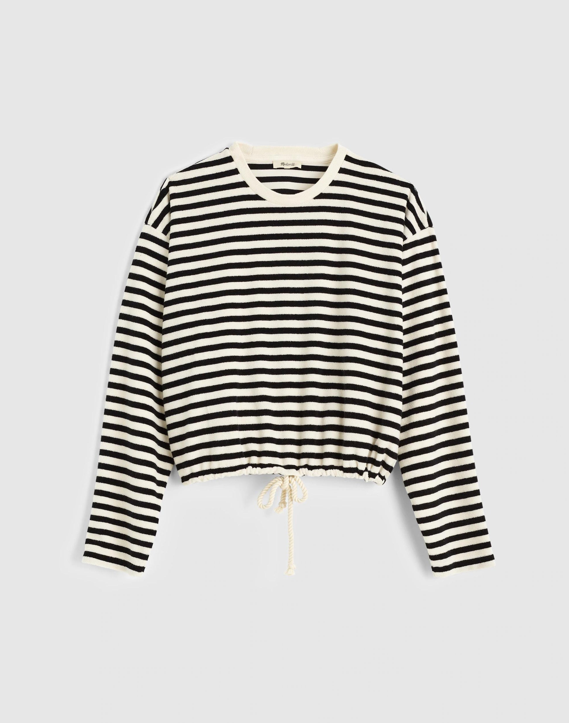 Tie-Waist Top in Terry Black Ivory | Madewell