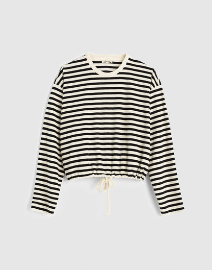 Tie-Waist Top in Terry Black Ivory | Madewell