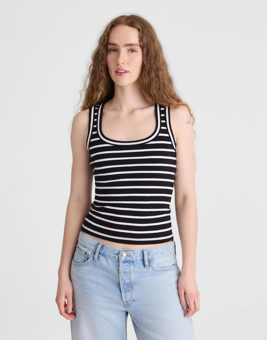 The '90s Scoopneck Tank in Compact Cotton Jet Black | Madewell