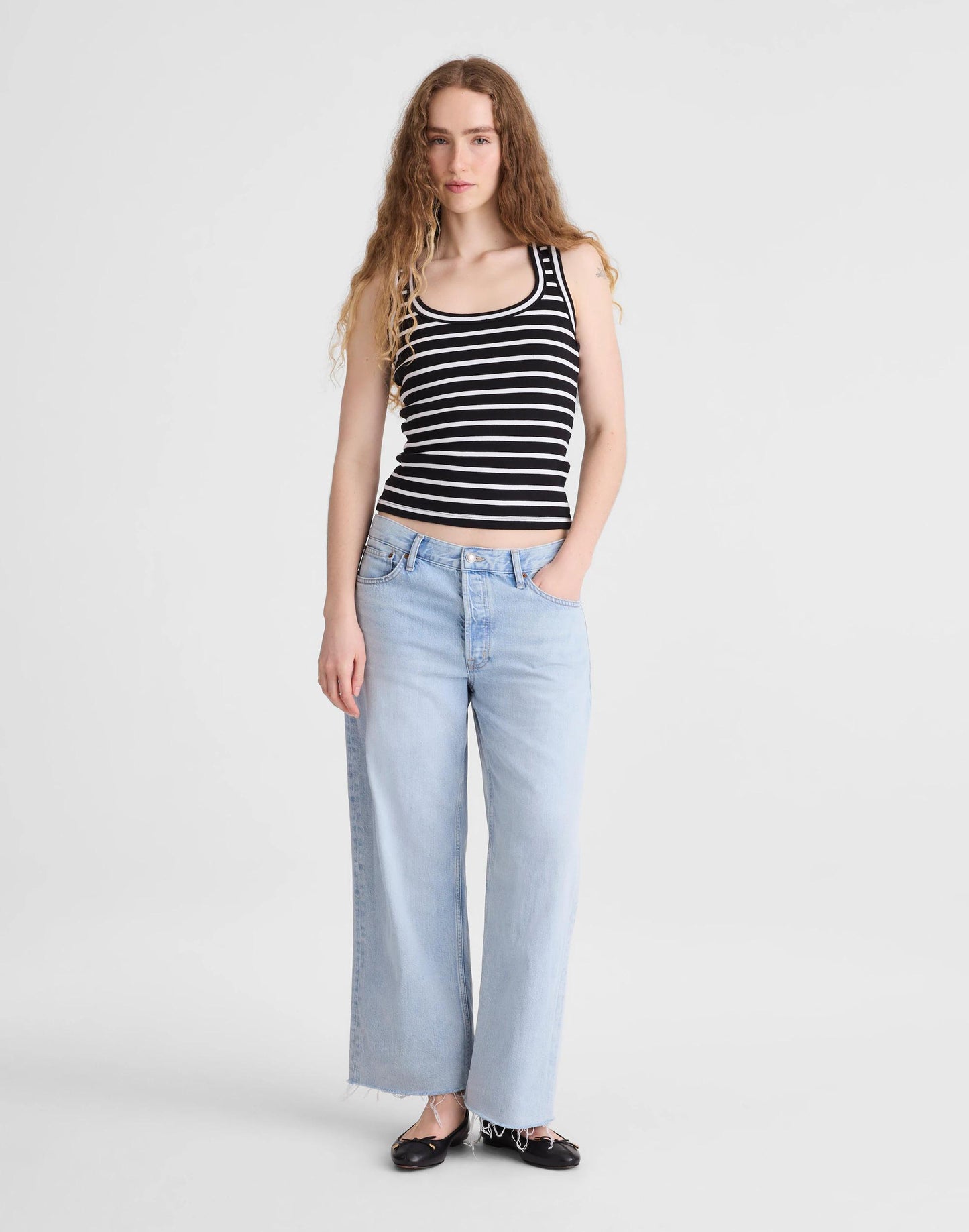 The '90s Scoopneck Tank in Compact Cotton Jet Black | Madewell
