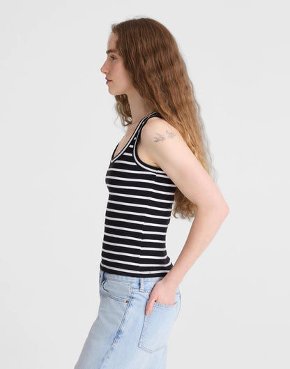The '90s Scoopneck Tank in Compact Cotton Jet Black | Madewell