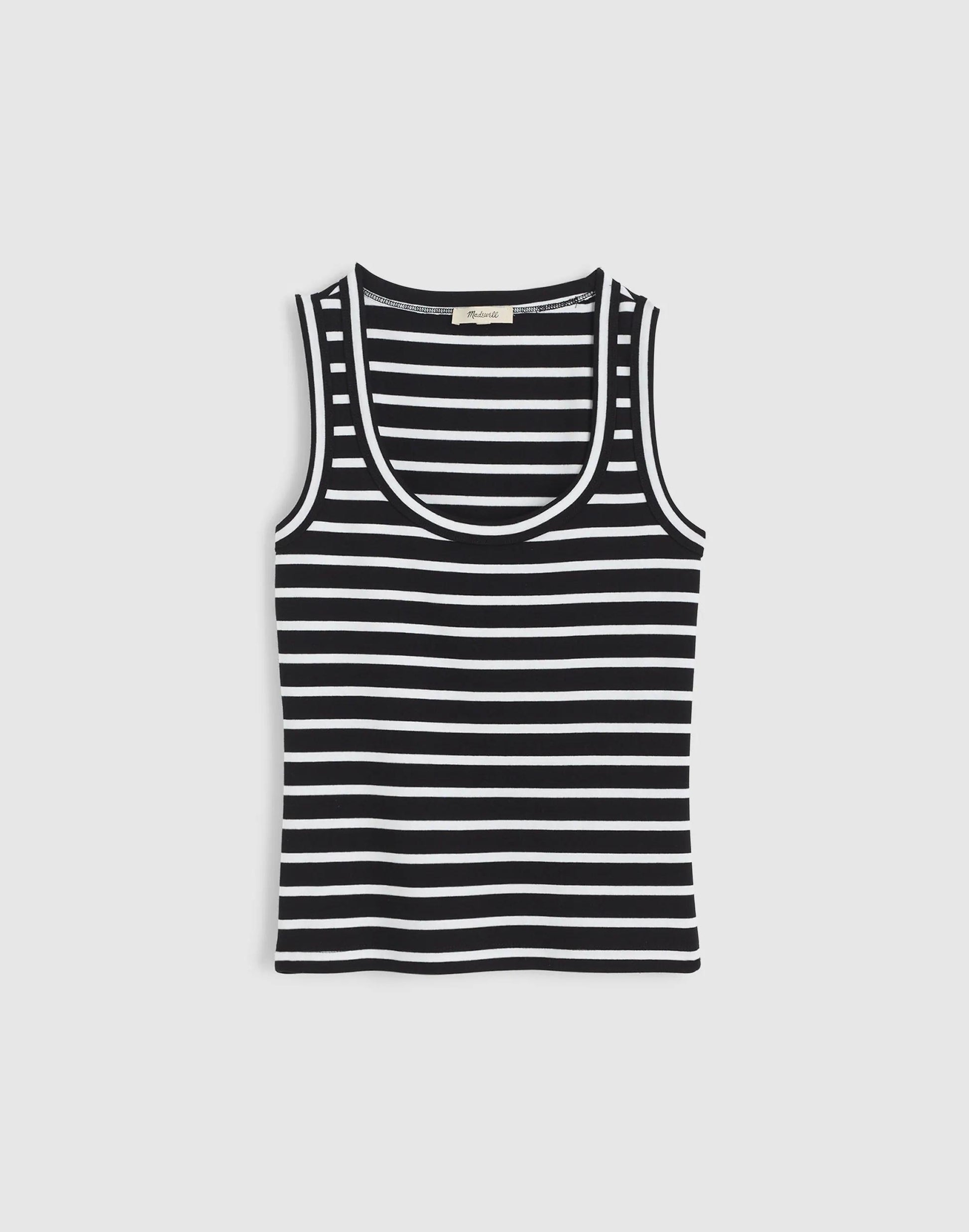 The '90s Scoopneck Tank in Compact Cotton Jet Black | Madewell