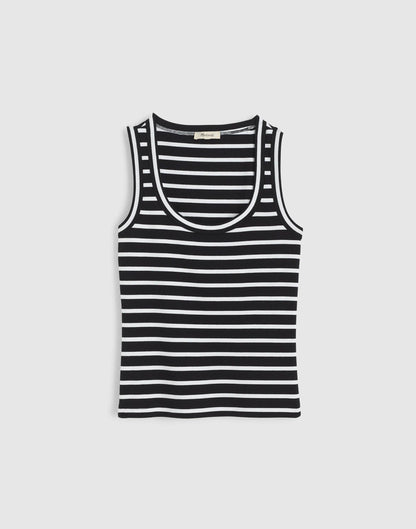 The '90s Scoopneck Tank in Compact Cotton Jet Black | Madewell