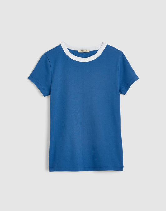 The '90s Crewneck Tee in Compact Cotton Retro Blue White | Madewell