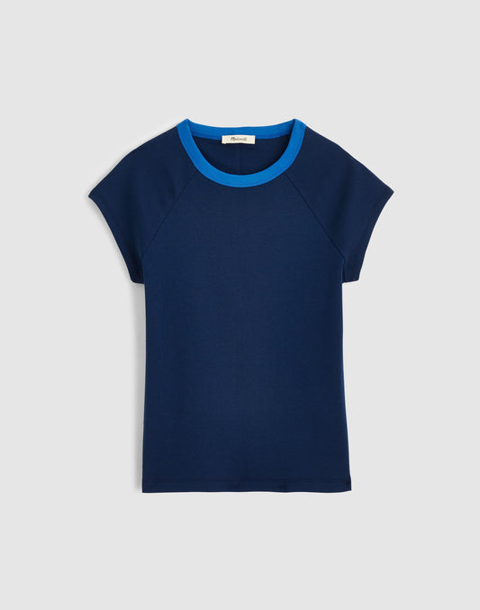 The '90s Crewneck Tee in Compact Cotton Ringer Classic Indigo | Madewell