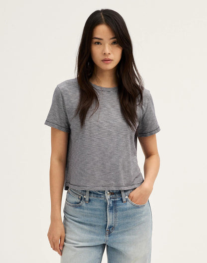 The Easy Crop Crewneck Tee in Soft Slub Midnight Navy | Madewell