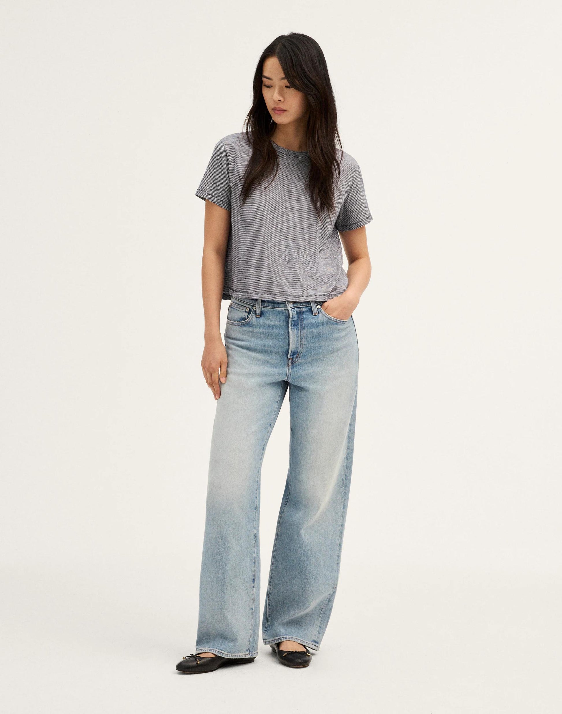 The Easy Crop Crewneck Tee in Soft Slub Midnight Navy | Madewell