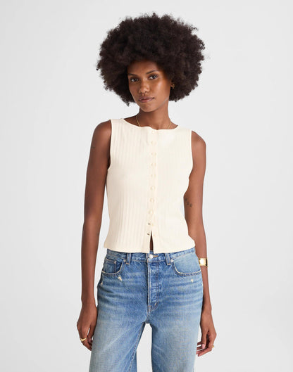 Ribbed Crewneck Shell Top Vintage Ivory | Madewell