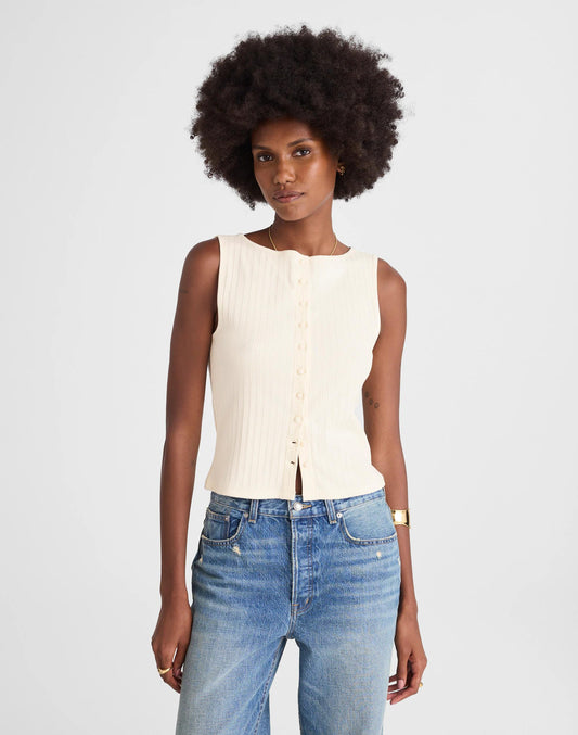 Ribbed Crewneck Shell Top Vintage Ivory | Madewell