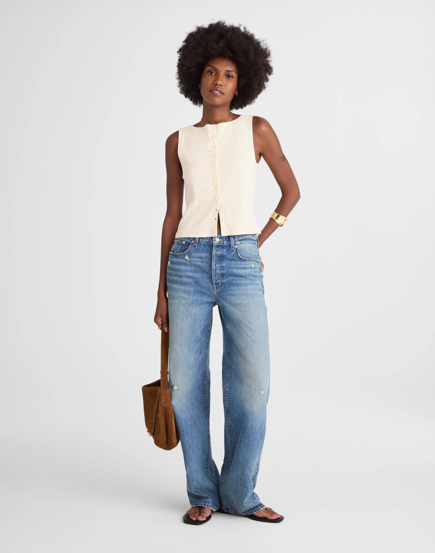 Ribbed Crewneck Shell Top Vintage Ivory | Madewell