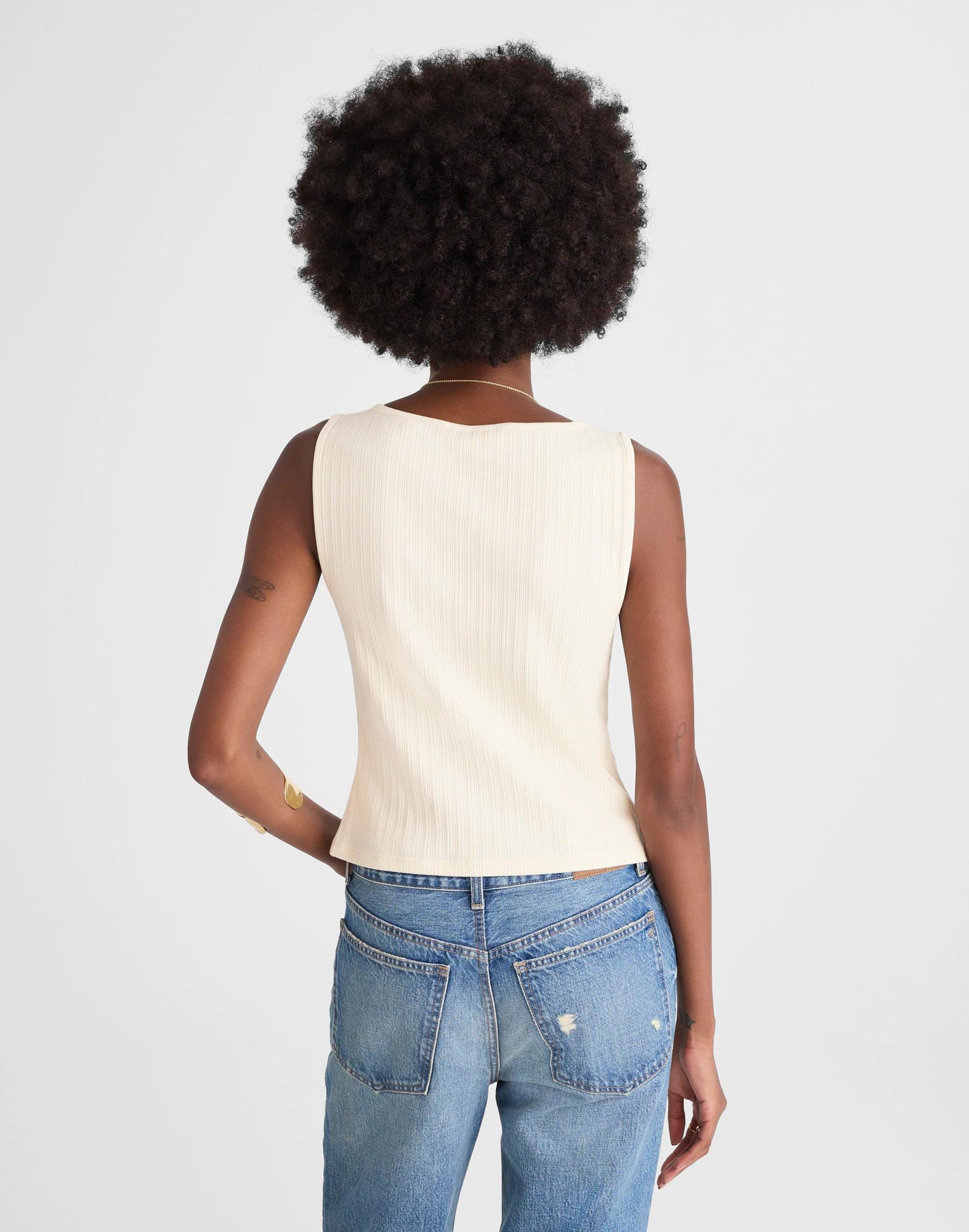 Ribbed Crewneck Shell Top Vintage Ivory | Madewell
