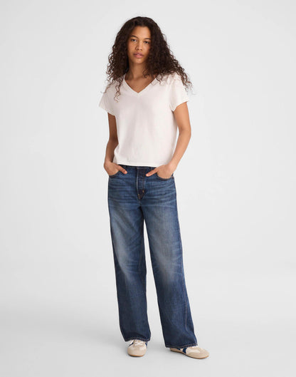 The Relaxed V-Neck Tee in Vintage Jersey White | Madewell