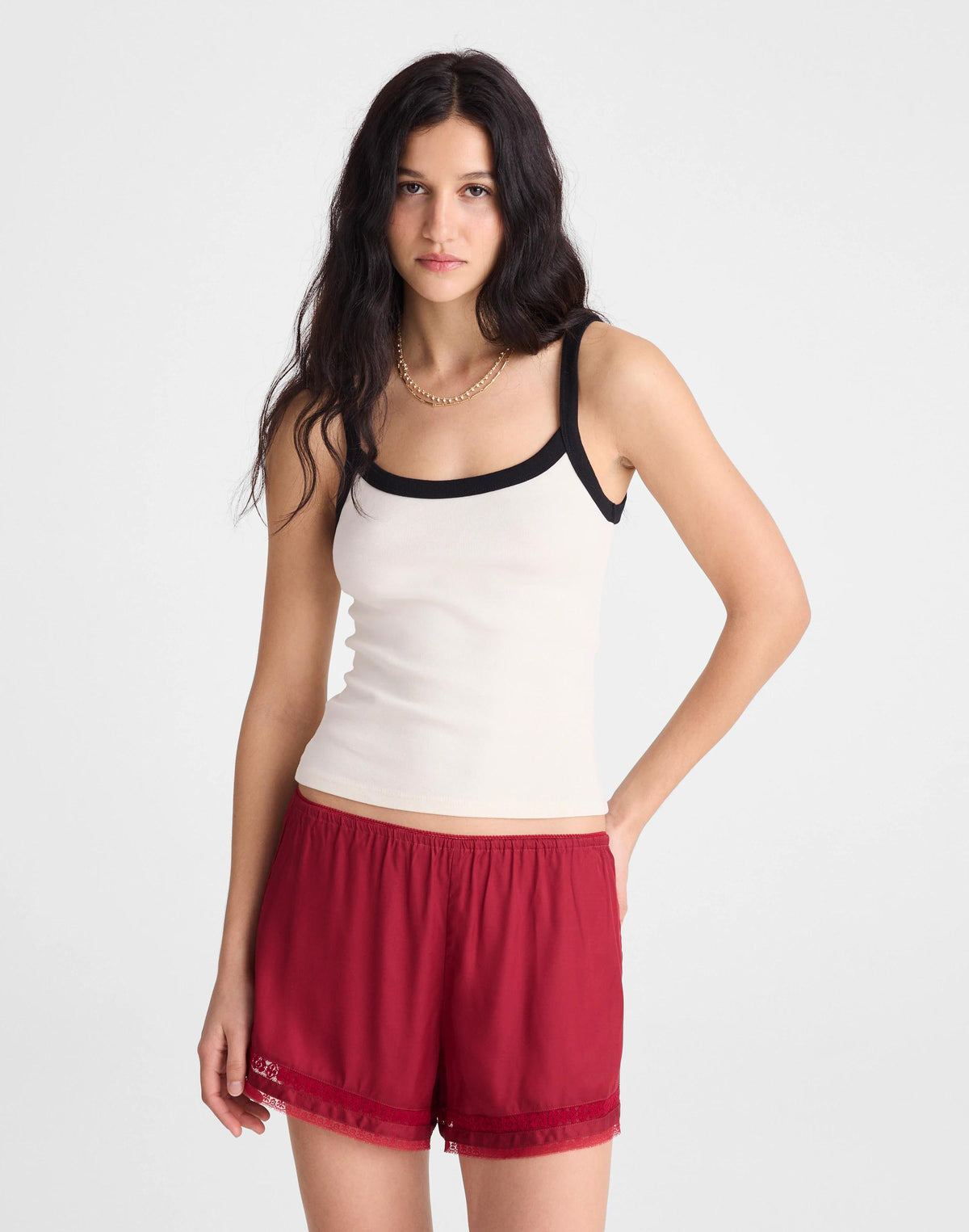 Lace-Trim Pull-On Shorts Red Currant | Madewell