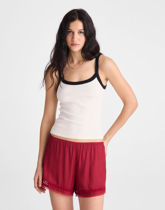 Lace-Trim Pull-On Shorts Red Currant | Madewell