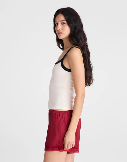 Lace-Trim Pull-On Shorts Red Currant | Madewell