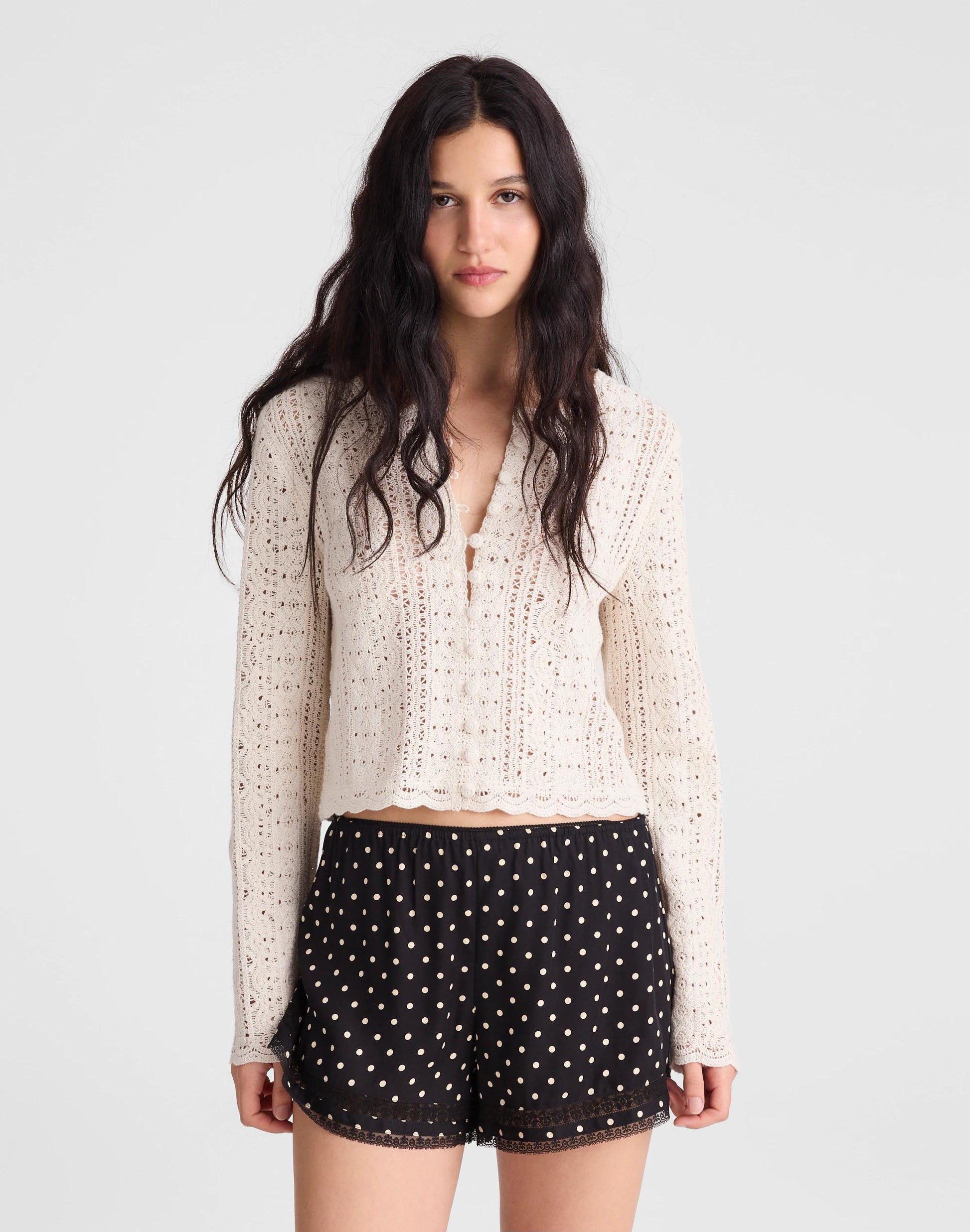 Lace-Trim Pull-On Shorts Jet Black | Madewell