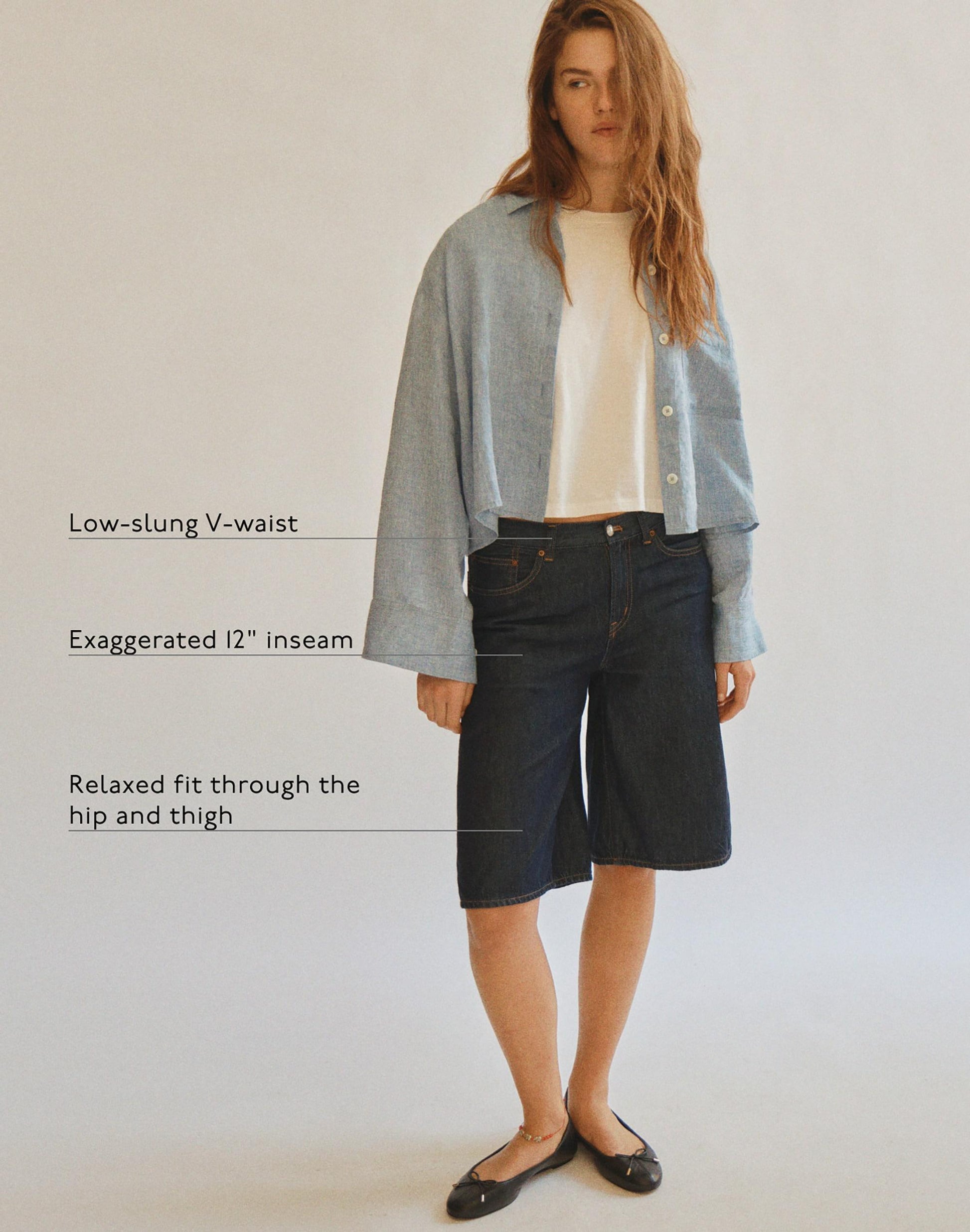 The V-Waist Bermuda Short in Airy Denim Rinse Wash | Madewell