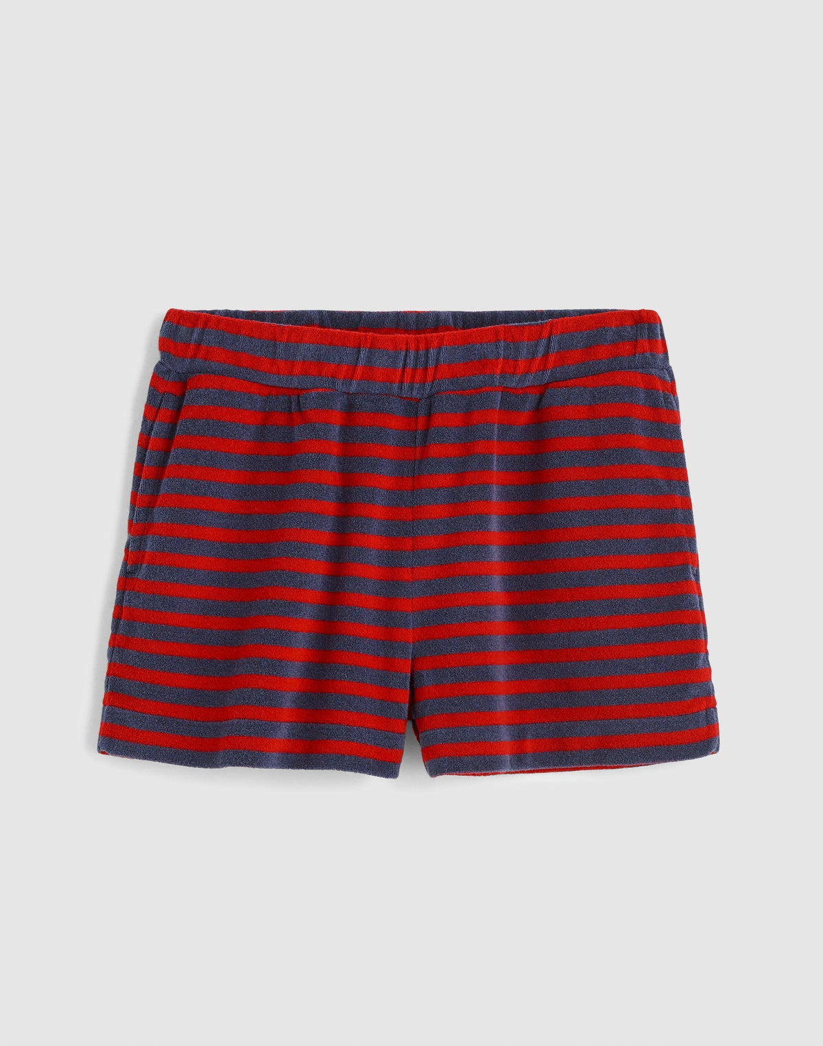 Pull-On Shorts in Terry Red Navy | Madewell
