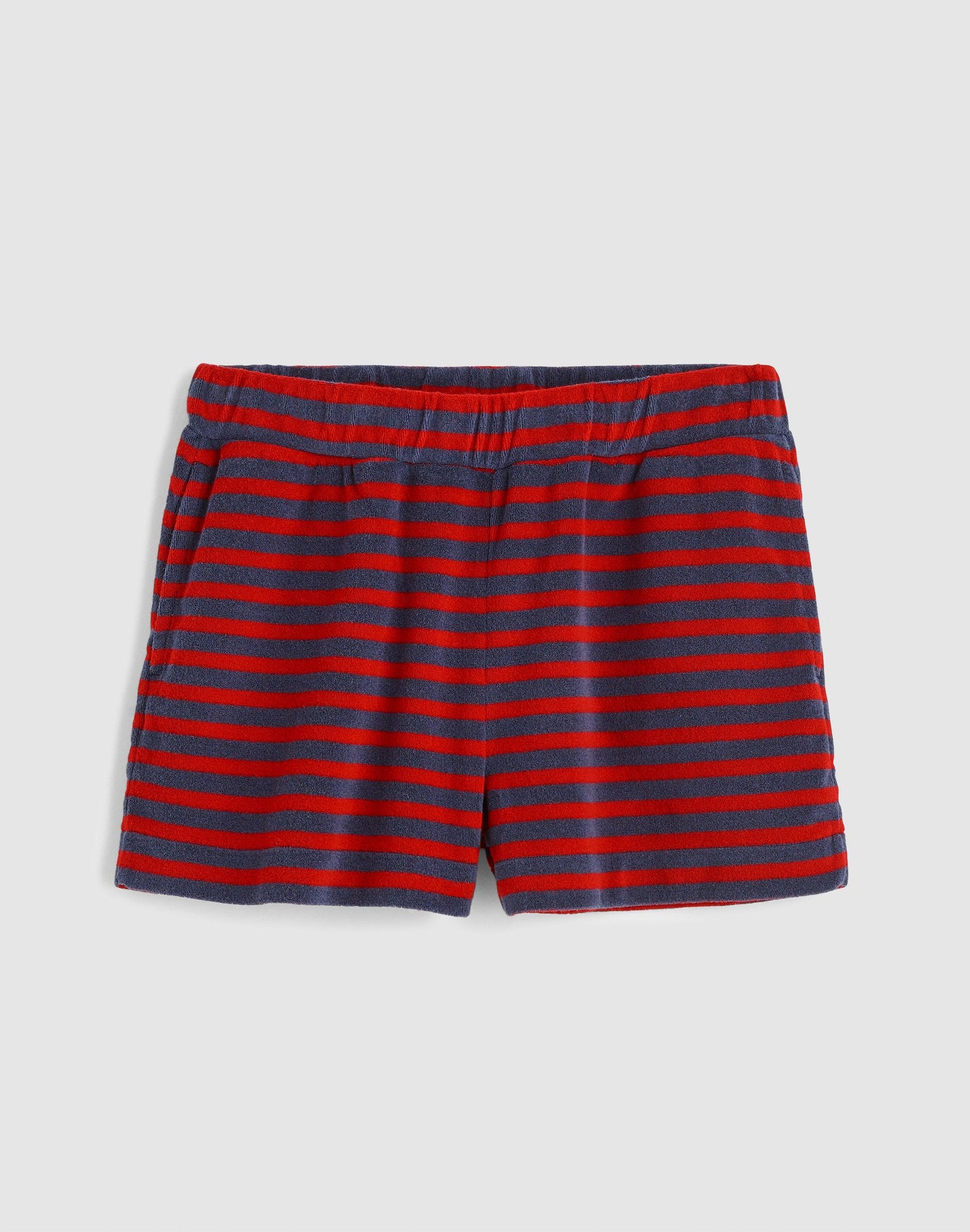 Pull-On Shorts in Terry Red Navy | Madewell