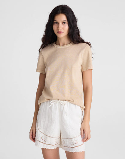 Eyelet Drawstring Shorts in 100% Linen Ivory Linen | Madewell