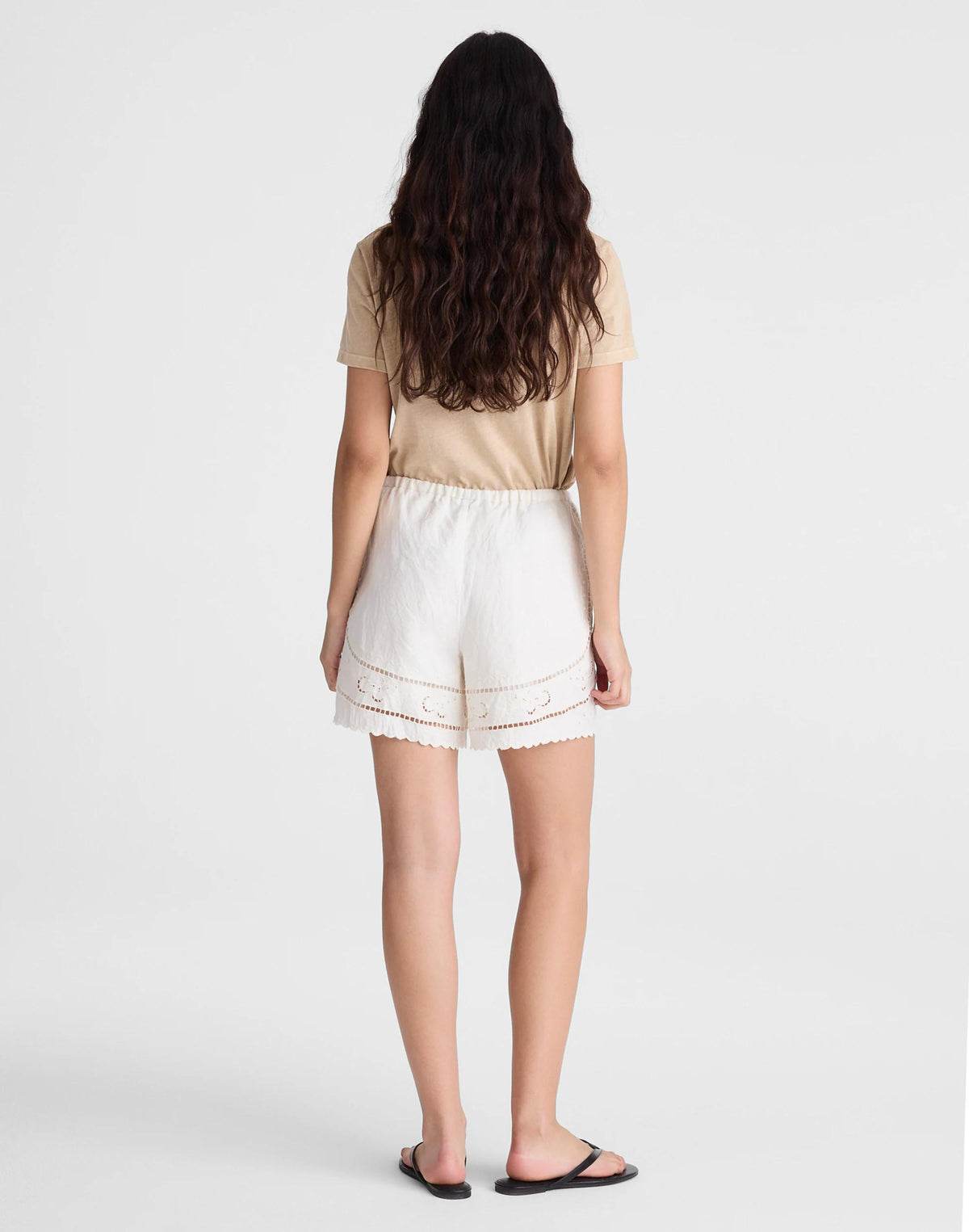 Eyelet Drawstring Shorts in 100% Linen Ivory Linen | Madewell