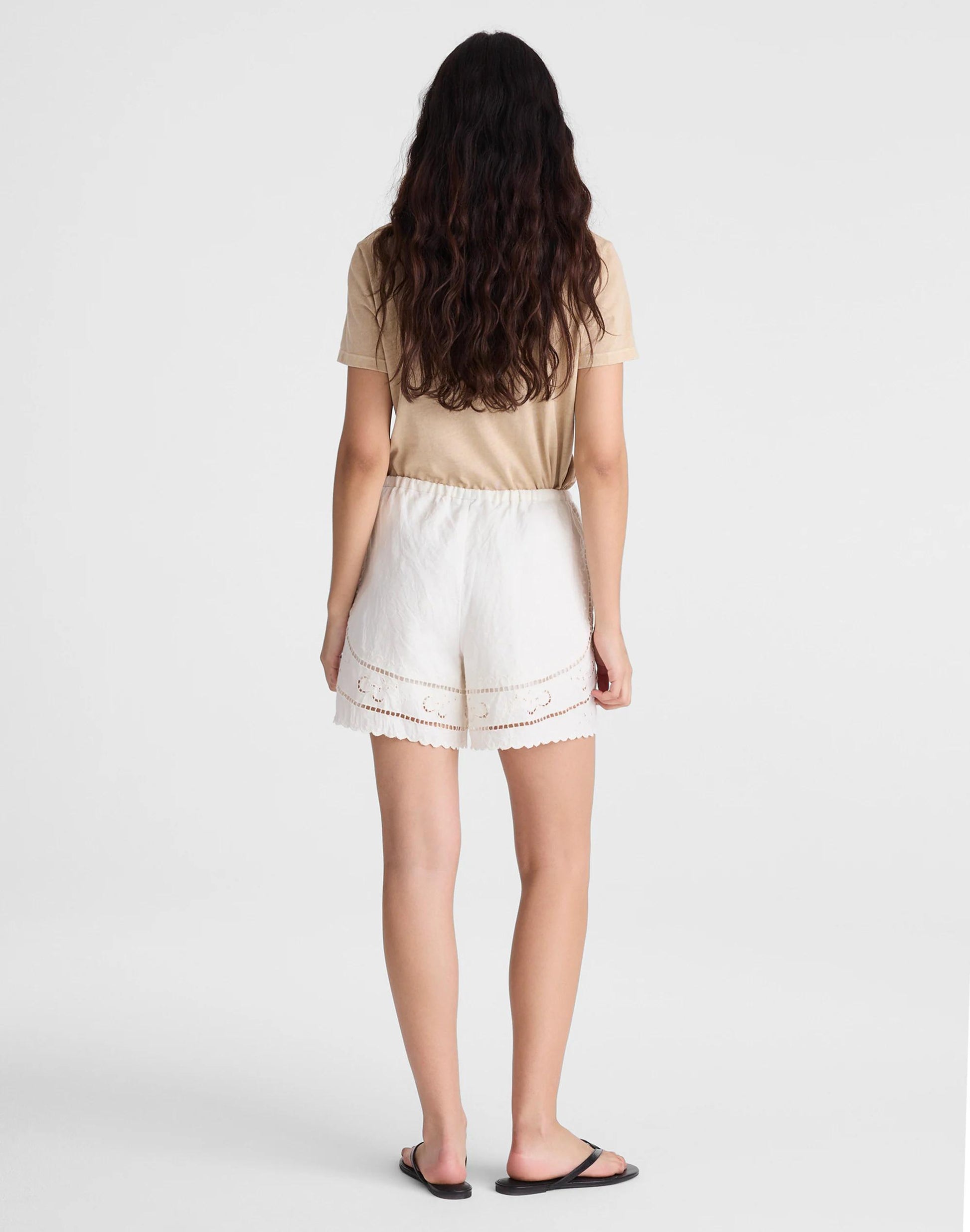 Eyelet Drawstring Shorts in 100% Linen Ivory Linen | Madewell