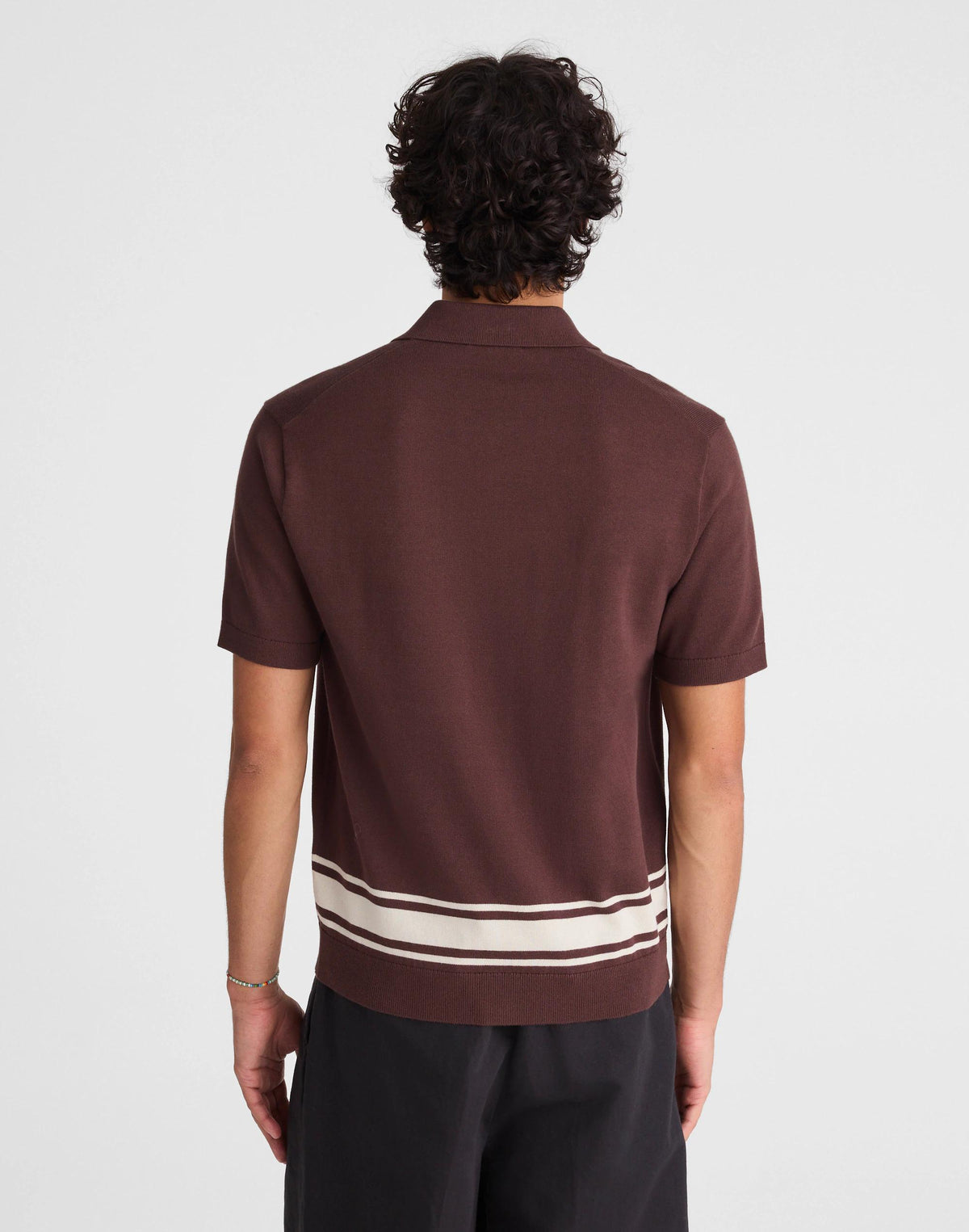 Knit Button-Up Shirt in Border Stripe Rum Raisin | Madewell